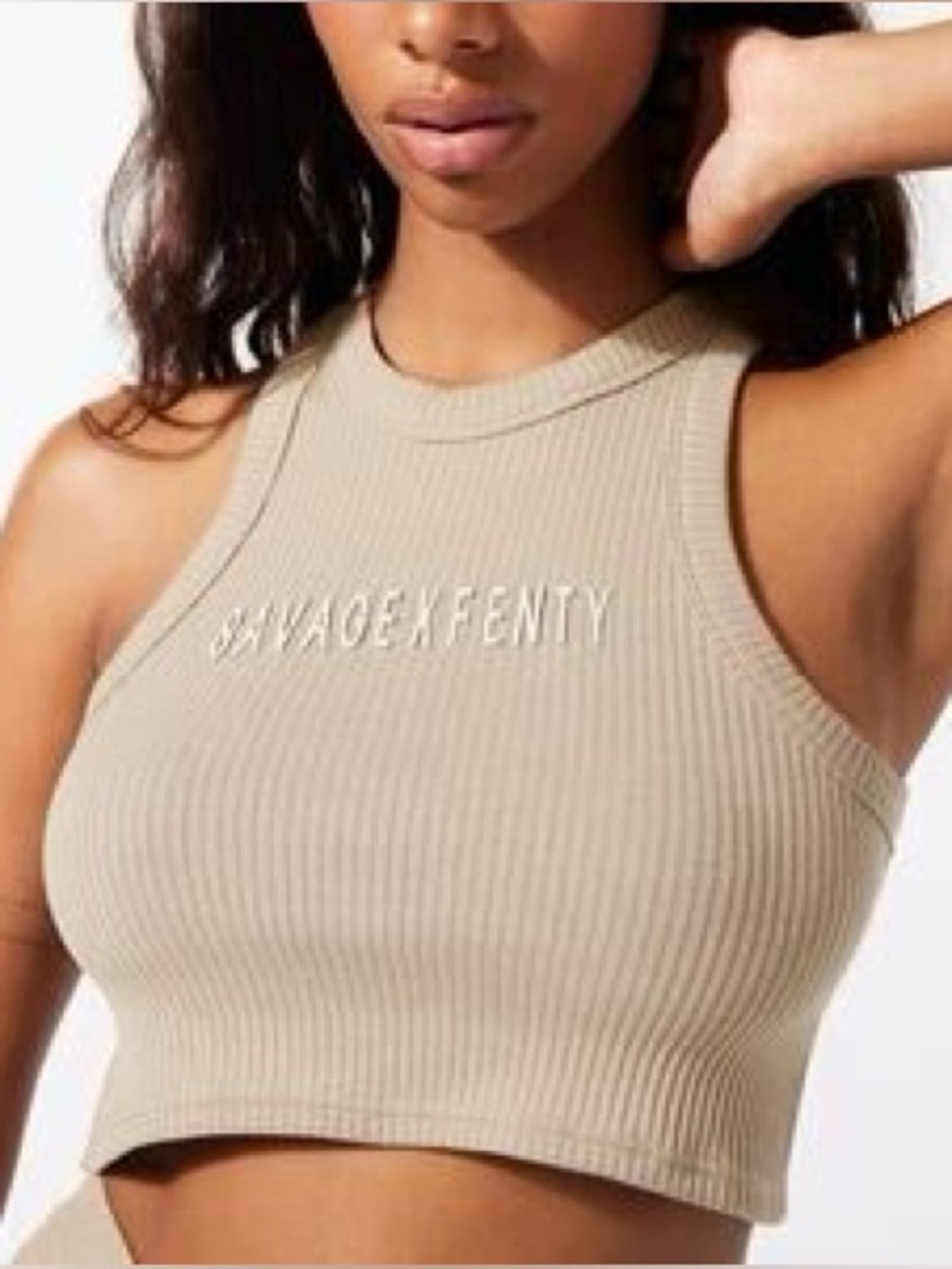 Savage x Fenty Essential Heavy Rib Cropped Logo Knit Tank